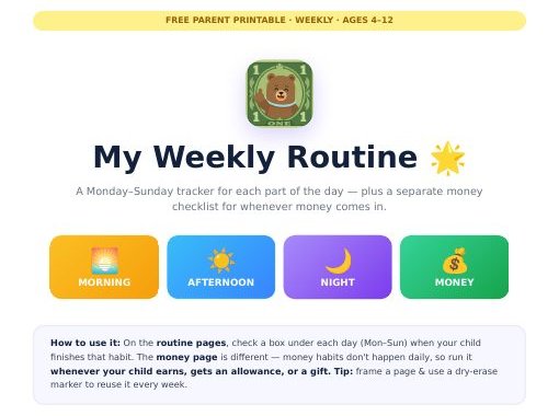 My Weekly Routine checklist cover